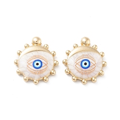 Peru Rack Plating Alloy Enamel Pendants, with Resin, Sun with Evil Eye Charm, Cadmium Free & Nickel Free & Lead Free, Golden, Peru, 20.5x18.5x4mm, Hole: 1.6mm