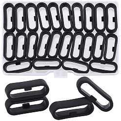 Negro Bucles de correa de reloj de reemplazo de silicona, oval, negro, 24x9x7 mm, diámetro interior: 21x5.5, 30 pcs