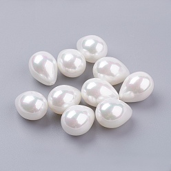 White Shell Pearl Half Drilled Beads, Drop, White, 16~17x12mm, Hole: 1mm