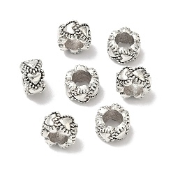 Античное Серебро Сплавочные европейские бусины, бусины с большим отверстием, рондель, античное серебро, 10x6 мм, отверстие : 5 мм