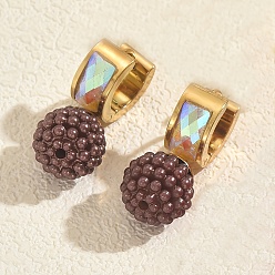 Фиолетовый Круглые серьги-кольца из нержавеющей стали и пластика, золотые, фиолетовые, 30x12 мм