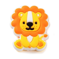 Lion Silicone Focal Beads, Chewing Beads For Teethers, DIY Nursing Necklaces Making, Lion, 27.5x23x9mm, Hole: 2mm