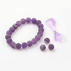 Amethyst Bereifte Amethyst Stretch Armbänder, Runde, Sackleinenverpackung, 2-3/8 Zoll (59 mm)