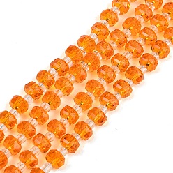 Оранжевый Прозрачные стеклянные бусины, рондель, граненые, оранжевые, 5.5x4 мм, отверстие : 1.2 мм, около 99~103 шт / нитка, 56~63 см