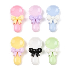 Mixed Color Opaque Resin Imitation Tableware Cabochons, Spoon & Bowknot, Mixed Color, 27x13x7.5mm