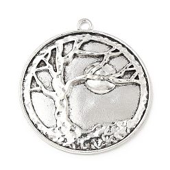 Дерево Тибетский сплав стиля большие кулоны, античное серебро, дерево, 69.5x64x5 мм, отверстие : 4 мм