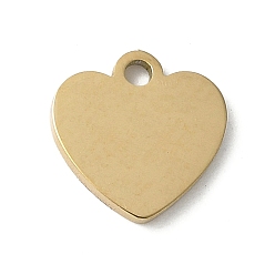 Настоящее золото 18K 304 брелоки из нержавеющей стали для штамповки заготовок, шарма сердца, реальный 18 k позолоченный, 8.5x8.5x0.8 мм, отверстие : 1.2 мм