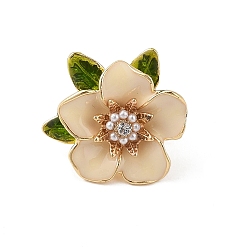 Light Gold Сплавочные брошки, эмалевые булавки, цветок, золотой свет, 25x23 мм