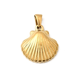 Настоящее золото 18K 304 подвески из нержавеющей стали, ионное покрытие (ip), шарм в форме ракушки, реальный 18 k позолоченный, 21.5x20x5.5 мм, отверстие : 5x2.5 мм
