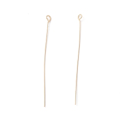 Настоящее золото 14K Латунный штифт, без кадмия и без свинца, реальный 14 k позолоченный, 50~51x3x0.5 мм, 24 датчик, отверстие : 1.8 мм