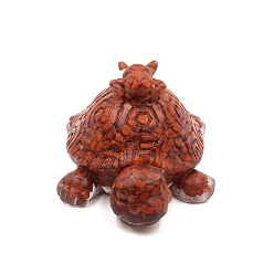 Красный Камень Фигурки черепах из смолы, с натуральной красной яшмовой крошкой внутри статуй для украшения домашнего офиса, 88x62x46 мм