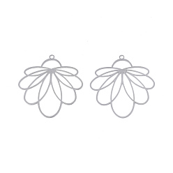 Нержавеющая Сталь Цвет Не тускнеющие 201 подвески из нержавеющей стали, гравированные металлические украшения, цветок, цвет нержавеющей стали, 34x31x0.3 мм, отверстие : 1.5 мм