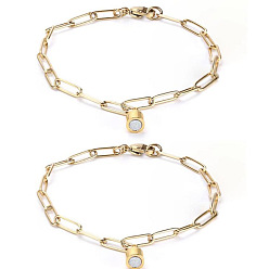 Золотой 2шт. браслеты-цепочки из сплава в виде скрепок, магнитные браслеты-колонны с подвесками для пары, золотые, 6-3/4 дюйм (17 см)