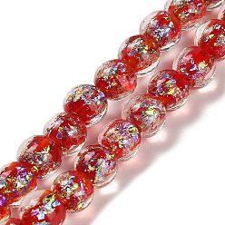 Малиновый Нити стеклянных бусин из дихроичной фольги ручной работы, круглые, малиновый, 7.5~8 мм, отверстие : 1.3 мм, около 50 шт / нитка, 13.58'' (34.5 см)