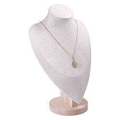 Античный Белый Деревянные подставки для ожерелий в форме бюста, с бархатным ковриком, старинный белый, 19x12.3x29 см