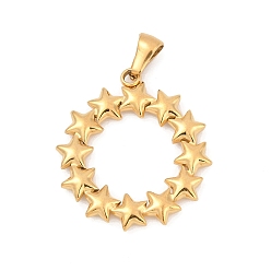 Круглые 304 подвески из нержавеющей стали, реальный 18 k позолоченный, круглые, 26.5x25x3 мм, отверстие : 5.5x2.5 мм