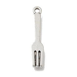 Antique Silver Tibetan Style Alloy Pendants, Fork Charms, Antique Silver, 23x4.5x2mm, Hole: 1.4mm