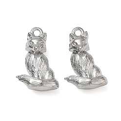 Stainless Steel Color 304 Stainless Steel Pendants, Cat Shape Charms, Stainless Steel Color, 23x14x9mm, Hole: 2mm