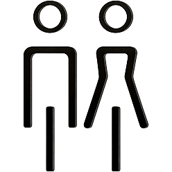 Black Acrylic Bathroom Door Public Signs Set, Toilet Gender Signs, Men & Women & Letter, Black, 120x98x4~4.5mm