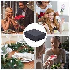 Black Kraft Cotton Filled Cardboard Paper Jewelry Set Boxes, for Ring, Necklace, with Sponge inside, Rectangle, Black, 9x7x3cm, Inner Size: 8.5x6.4x1.7cm