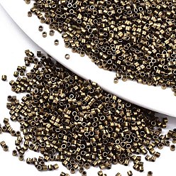 Dark Goldenrod FGB 11/0 Grade A Glass Seed Beads, Cylinder, Uniform Seed Bead Size, Frosted Colours, Dark Goldenrod, 1.5x1mm, Hole: 0.5mm, about 20000pcs/bag