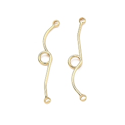 Настоящее золото 14K Подвески из латуни, S-образные волнообразные звенья, реальный 14 k позолоченный, 26x5x1.5 мм, отверстия : 2.5 mm и 1 мм