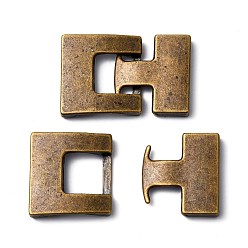 Antique Bronze Tibetan Style Alloy Snap Lock Clasps, Cadmium Free & Lead Free, Antique Bronze, 34x22~22.5x4mm, Hole: 19.5x2mm