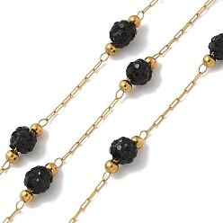 Черный Ионное покрытие (ip) звеньевых цепей из нержавеющей стали, пайки, со стеклом и шпулей, реальный 18 k позолоченный, чёрные, 2.5x0.5x0.1 мм, около 32.81 футов (10 м) / рулон