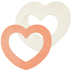 BurlyWood Cottonwood Chips, Hollow Heart, Decorate Accessories, Laser Cut Wood Shapes, BurlyWood, 230x250x2mm, 4pcs/set