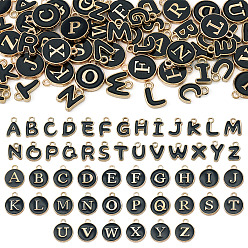 Black Initial Letter A~Z Alphabet Alloy Enamel Charms, Black, 11~14x6.5~12x2mm, Hole: 1.5mm
