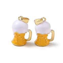 Золотистый Латунь эмаль подвески, чашка очарование, золотые, 20x13.5x11 мм, отверстие : 4x2.5 мм