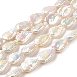 Old Lace Natural Baroque Pearl Keshi Pearl Beads Strands, Cultured Freshwater Pearl, Teardrop, Grade 4A+, Old Lace, 13.5~14x9~10x4~6mm, Hole: 0.7mm, about 30~31pcs/strand, 15.87~15.98''(40.3~40.6cm)