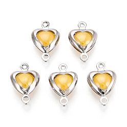 Золотистый Подвески из латуни, сердечные ссылки, с фарфором, без никеля , золотые, 13.5x8x3.5~4 мм, отверстие : 1~1.2 мм