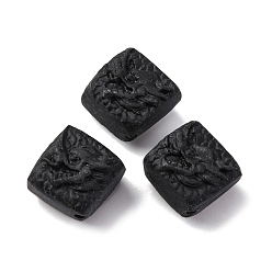 Black Cinnabar Beads, Carved Lacquerware, Rhombus, Black, 16.5x16.5x9.5mm, Hole: 1.6mm