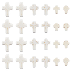 Бежевый 90 шт. 3 стили синтетические бирюзовые бусины, окрашенные, крестик, бежевые, 10~20x8~15x3.5~4 мм, отверстие : 1 мм, 30 шт / стиль