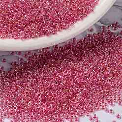 (RR276) Dark Coral Lined Crystal AB MIYUKI Round Rocailles Beads, Japanese Seed Beads, (RR276) Dark Coral Lined Crystal AB, 15/0, 1.5mm, Hole: 0.7mm, about 5555pcs/bottle, 10g/bottle