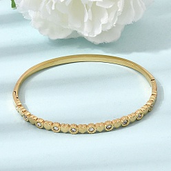 Real 18K Gold Plated 304 Stainless Steel Crystal Rhinestone Heart Hinged Cuff Bangles for Women, Real 18K Gold Plated, Inner Diameter: 2.42x1.93 inch(6.15x4.9cm)