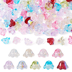 (52) Непрозрачная лаванда 90шт 9 цвета гальваники прозрачные стеклянные бусины, цветок, с покрытием AB цвета, разноцветные, 12x7.5 мм, отверстие : 1.2 мм, 10 шт / цвет