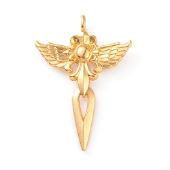 Golden Zinc Alloy Pendants, Cross with Wing, Golden, 48x34x3mm, Hole: 4.5mm, 20pcs/bag