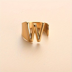 Letter W 304 из нержавеющей стали манжеты кольца, золотые, Буква W, 16 мм, внутренний диаметр: 18 мм