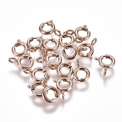 Rose Gold Ion Plating(IP) 304 Stainless Steel Spring Ring Clasps, Rose Gold, 6x1.6mm, Hole: 1.6mm