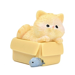 Желтый Украшение в форме кошки из смолы, украшения для рабочего стола для автомобиля, домашнего офиса, желтые, 25.5x30.5x33.5 мм