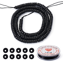 Black Onyx 1 нити из натурального черного оникса (окрашенные и нагретые) бусины нити, Heishi бусы, Плоский круглый / диск, 1 свернуть прочную эластичную эластичную нить, 4~4.5x2.5 мм, отверстие : 0.7 мм, около 167 шт / нитка, 15.43 дюйм (39.2 см)
