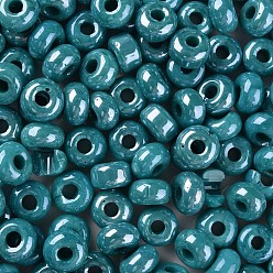 Azul Cadet Colores opacos brillo cuentas redondas de vidrio, agujero redondo, cadete azul, 3~5x9~10 mm, agujero: 2.5 mm, sobre 660 unidades / libra