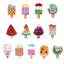 (52) Непрозрачная лаванда Смола декодирует кабошоны, лед на палочке, имитация еды, разнообразные, разноцветные, 23~29x12~20x4~7 мм, 26 шт / коробка