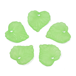 Spring Green Transparent Acrylic Pendants, Frosted, Heart, Spring Green, 16x15x3mm, Hole: 1.8mm, about 1400pcs/500g