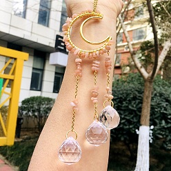 Солнечный Камень Металлические подвески со стеклянными украшениями, с чипом солнечного камня, луна и слеза, 210~230 мм