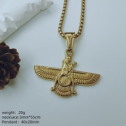 Золотой 304 Женские подвески-ожерелья из нержавеющей стали с символом орла Фарвахар, золотые, 21.65 дюйм (55 см)