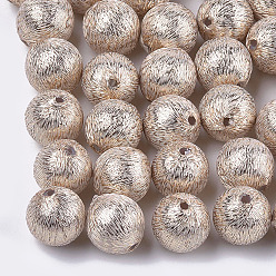 Navajo White Polyester Thread Fabric Covered Beads, with ABS Plastic Inside, Round, Navajo White, 16x17mm, Hole: 2mm