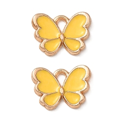 Gold Alloy Enamel Pendants, Butterfly Charms, Golden, Gold, 9x12.5x2mm, Hole: 1.5x2mm